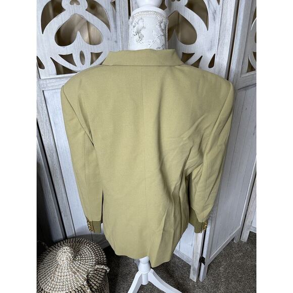 Louis Feraud Tan Silk Blend Button-Up Blazer Size 14 Gold Button - Picture 4 of 5